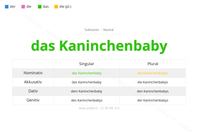 ما هي أداة التعريف لكلمة Kaninchenbaby بالألمانية؟