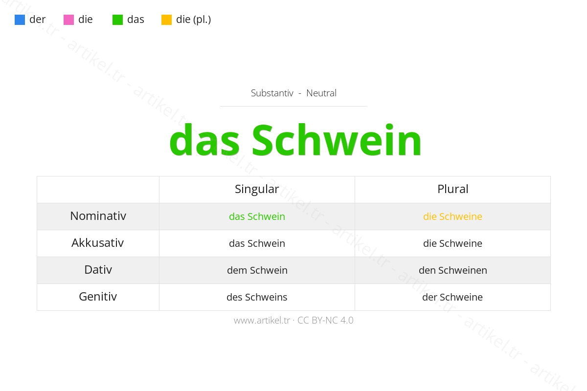 Welcher Artikel ist Schwein auf Deutsch?