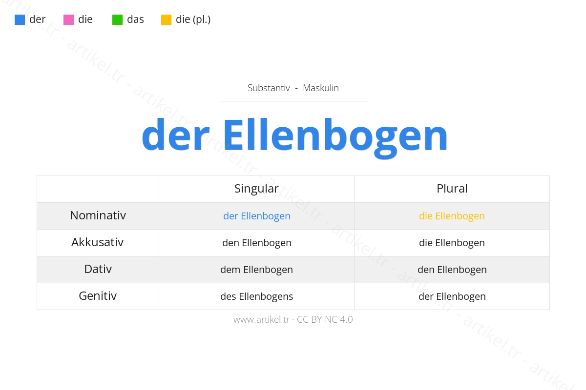 Welcher Artikel ist Ellenbogen auf Deutsch?
