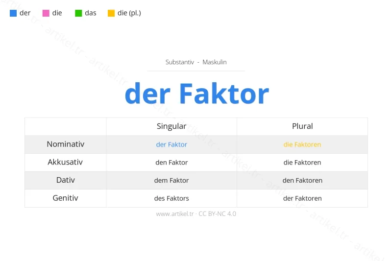 ما هي أداة التعريف لكلمة Faktor بالألمانية؟