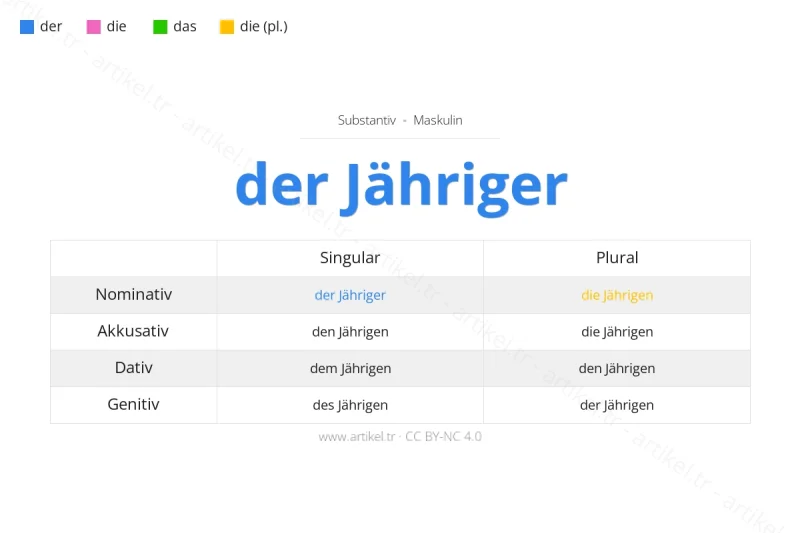 ما هي أداة التعريف لكلمة Jähriger بالألمانية؟