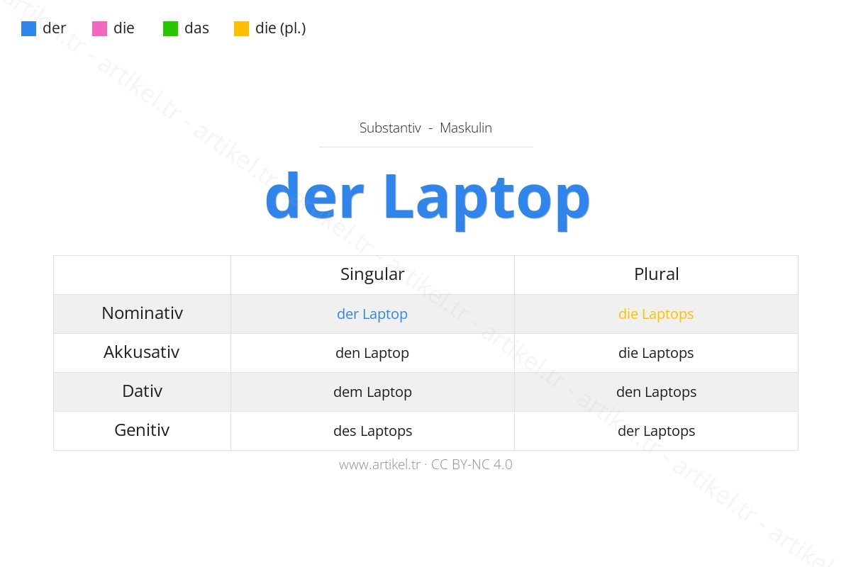 What is the Article of Laptop in German?