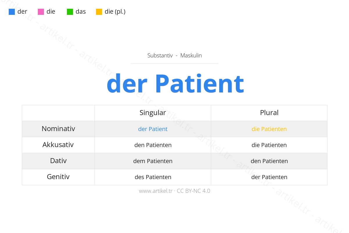 Welcher Artikel ist Patient auf Deutsch?