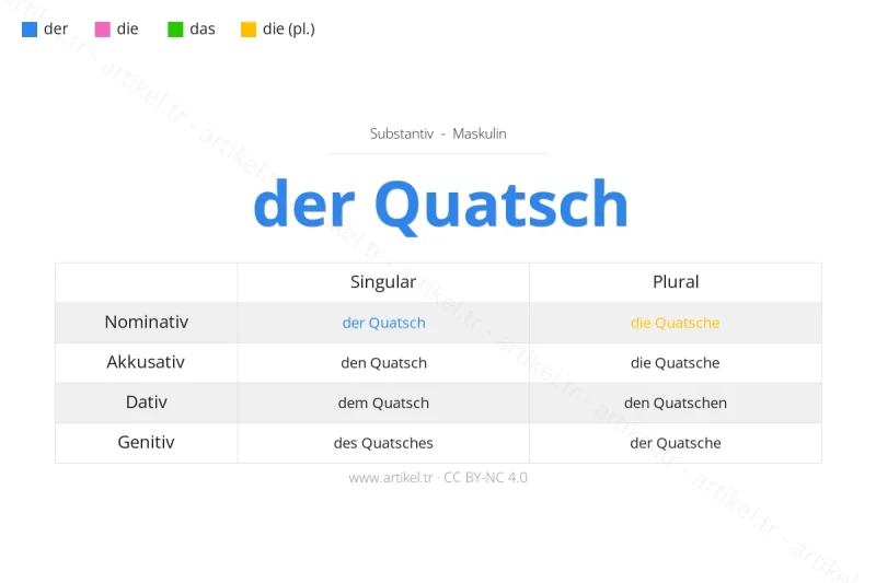 ما هي أداة التعريف لكلمة Quatsch بالألمانية؟