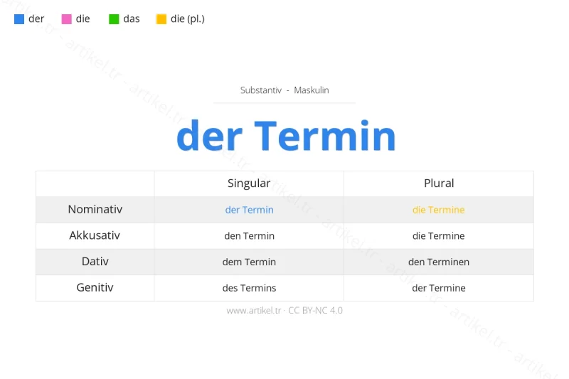 ما هي أداة التعريف لكلمة Termin بالألمانية؟