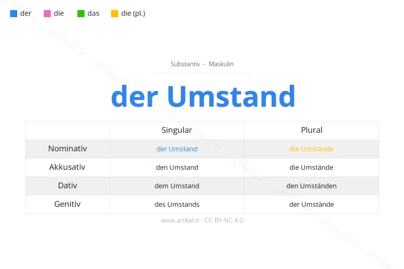 Welcher Artikel ist Umstand auf Deutsch?