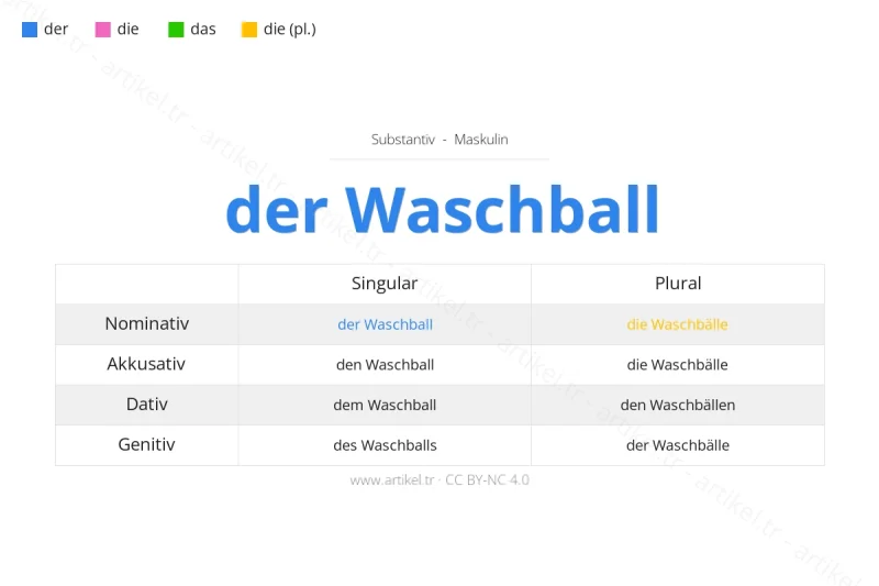 Welcher Artikel ist Waschball auf Deutsch?