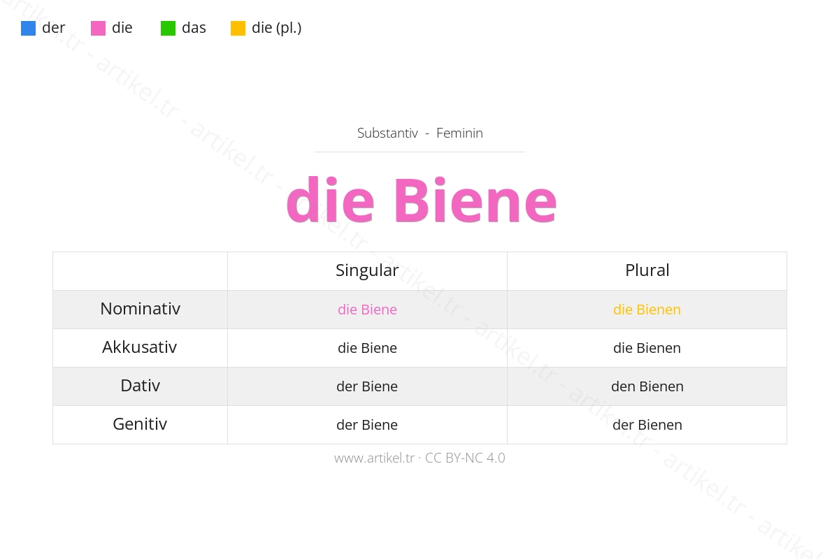 Welcher Artikel ist Biene auf Deutsch?