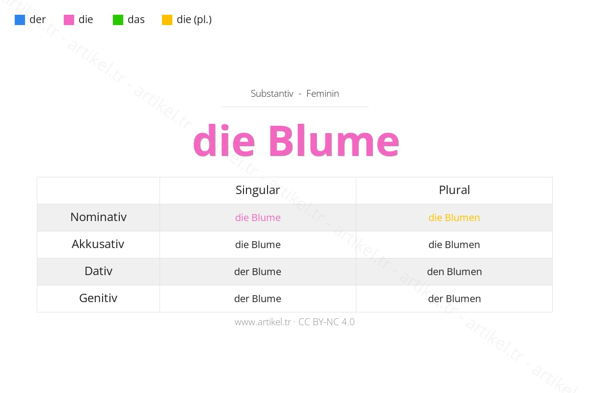 Blume のドイツ語の冠詞は何ですか？
